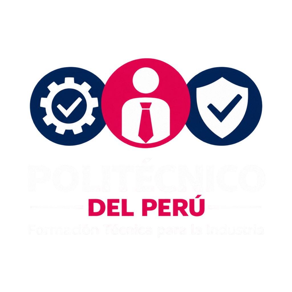 logotipo politécnico del perú en magenta y azul